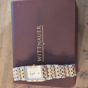 Wittnauer 12B09 Swiss Mens Silver Gold Color Stainless Steel Wrist Watch
